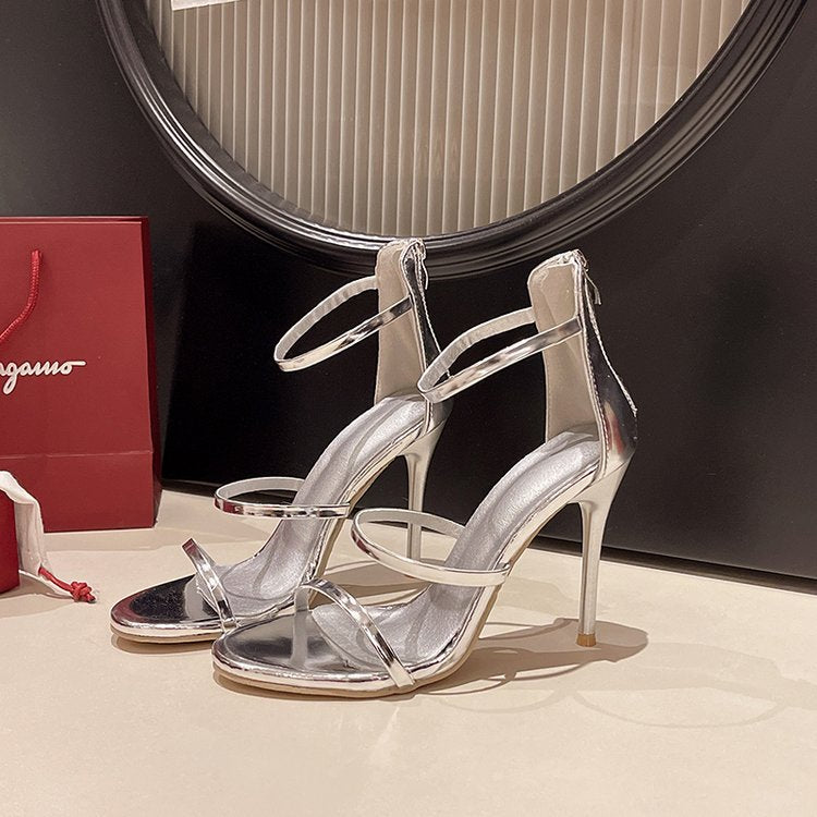 Damen elegante Stiletto Sandalen mit zarten Riemchen EB
