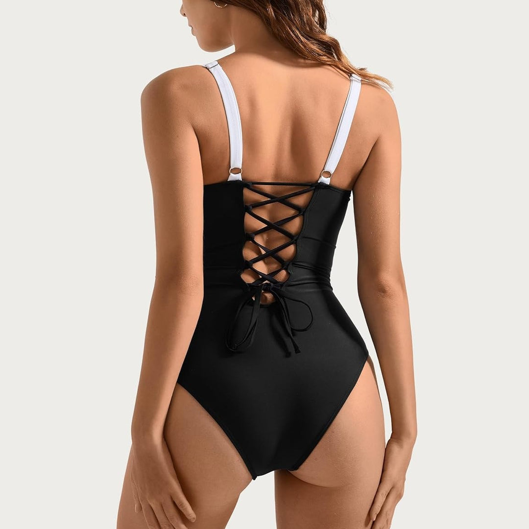 Damen Einteiliger Badeanzug mit elegantem Schnitt und verstellbaren Trägern EB