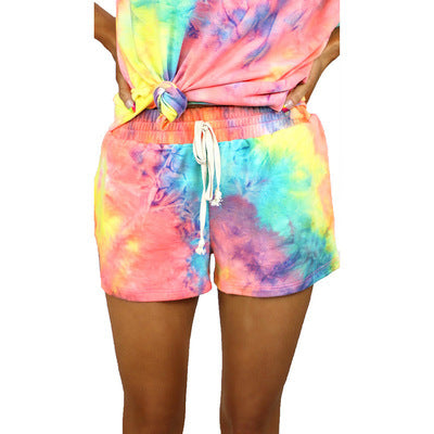 Damen lässiger Einteiler mit asymmetrischem Schnitt und buntem Batikdesign EB