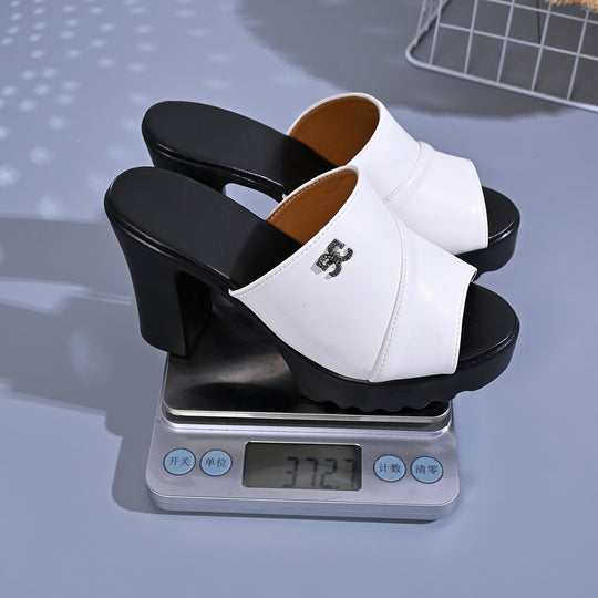 Damen Plateau-Pantoletten mit elegantem Riemendesign und bequemer Sohle EB