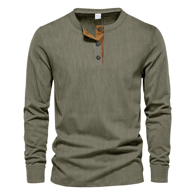 Herren Langarm-Henley-Shirt mit strukturiertem Design EB