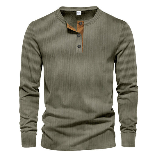 Herren Langarm-Henley-Shirt mit strukturiertem Design EB