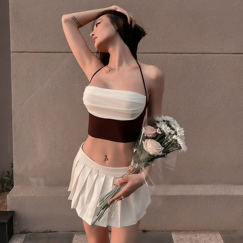 Damen modisches Trägershirt mit asymmetrischem Design und Raffungen EB