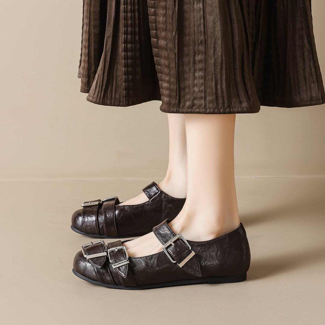 Damen Ballerinas mit modischen Riemen und Schnallen EB