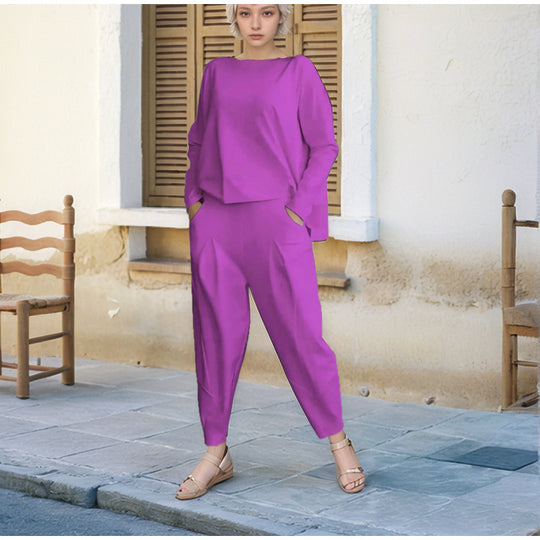 Damen Sportliches Sweat-Outfit mit elastischem Bund und geräumigen Taschen EB