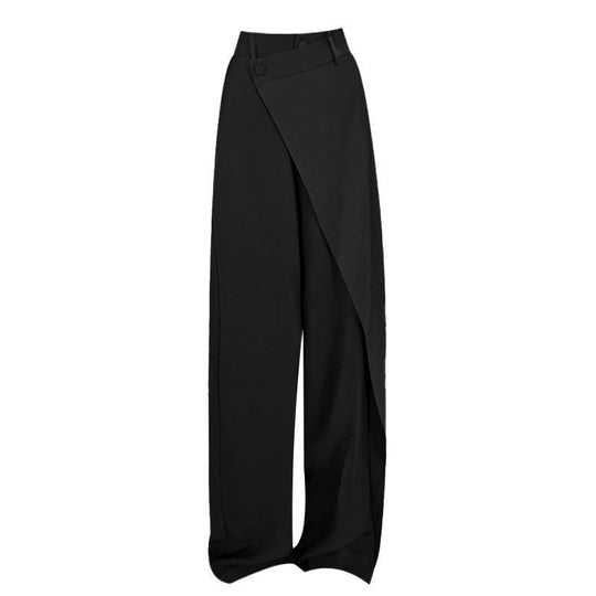 Damen elegante weit geschnittene Palazzo-Hose mit asymmetrischen Schnittdetails EB