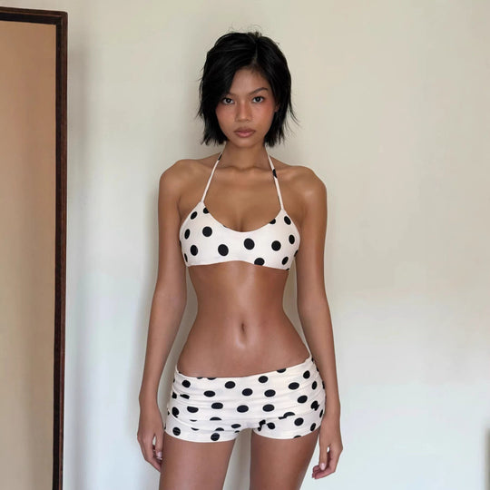 Damen Bikiniset mit verspieltem Punktedesign und eleganten Bindeträgern EB