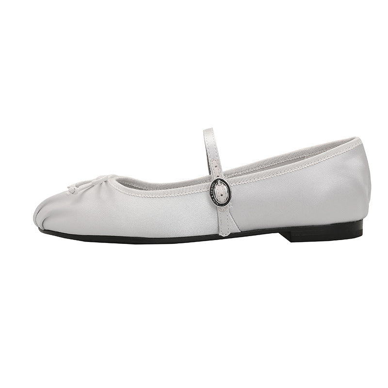 Damen Ballerinas mit verstellbarem Riemen und zierlichem Schleifendetail EB