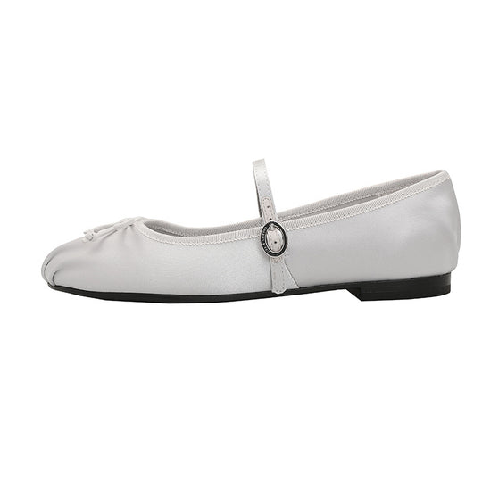 Damen Ballerinas mit verstellbarem Riemen und zierlichem Schleifendetail EB