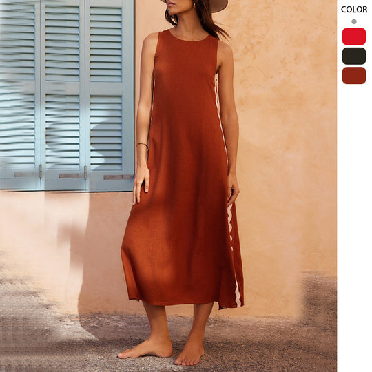 Damen Midi-Kleid mit lässigem Schnitt und seitlichen Schlitzen EB