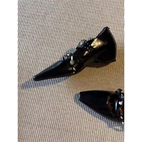 Damen elegante Slipper mit dekorativem Riemchendesign EB