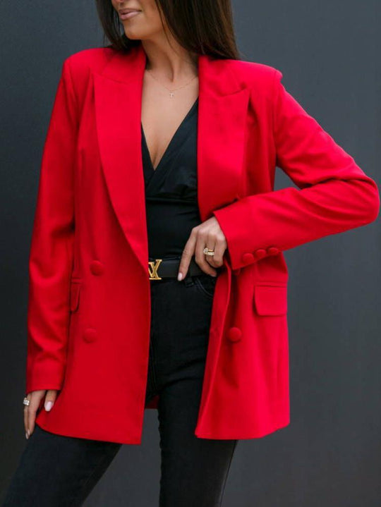 Damen modischer Blazer mit doppelter Knopfleiste und raffiniertem Schnitt EB