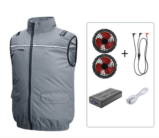 Unisex nan leichte kühlende Arbeitsweste mit integrierten Ventilatoren und externem Akku EB