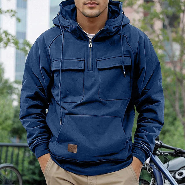 Herren modische Kapuzenjacke mit praktischen Taschen EB