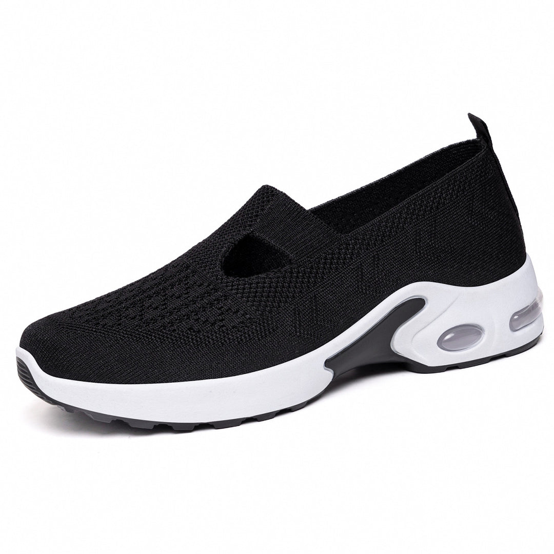 Damen bequeme Slip-On Sneakers mit atmungsaktivem Strickdesign und stoßdämpfender Sohle EB