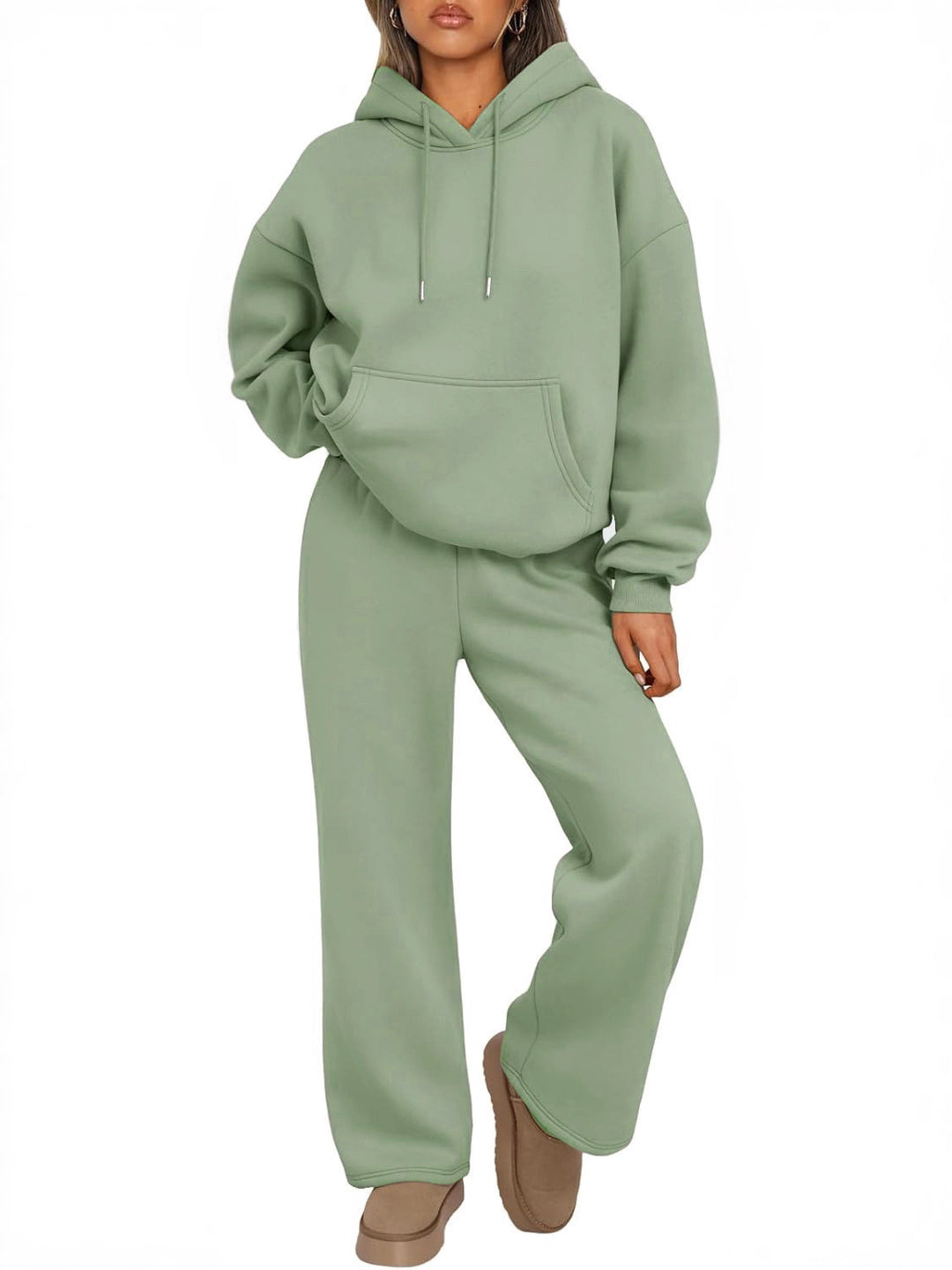 Unisex minimalistischer Kapuzenpullover aus French-Terry mit flachem Kordelzug und verstärkter Nackenpasse EB
