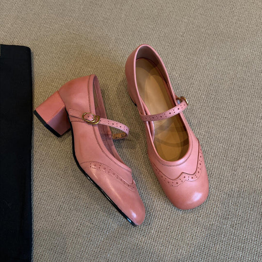 Damen elegante Mary Janes mit modischem Riemen und hochwertiger Ledersohle EB