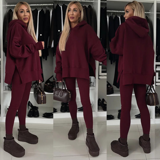 Damen nan oversized Kapuzenpullover mit Leopardenprint, kontrastbündchen und verlängertem Rückensaum EB