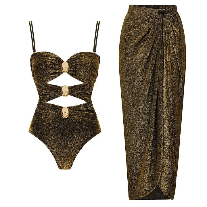 Damen Glamouröser Einteiler Badeanzug mit raffinierten Cut-Out-Details EB