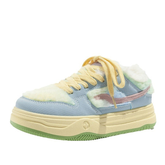 Damen Plattform Sneakers mit flauschiger Innensohle EB