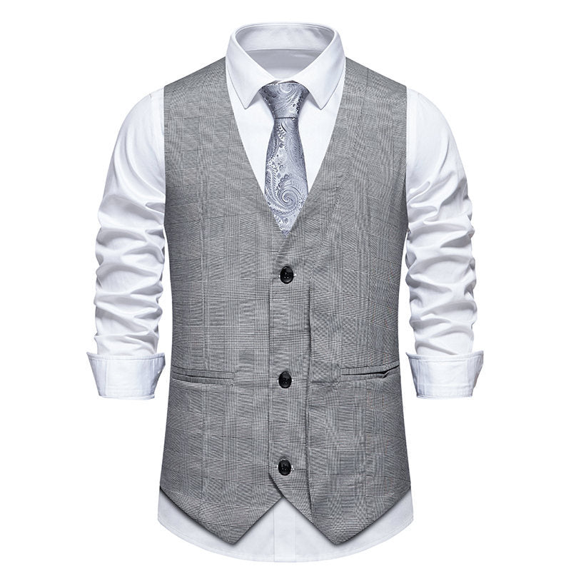 Herren elegante Anzugweste mit moderner Struktur und feinem Karomuster EB