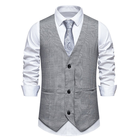 Herren elegante Anzugweste mit moderner Struktur und feinem Karomuster EB