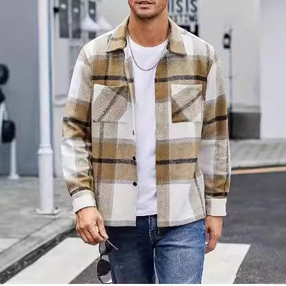 Herren lässige Karomuster Hemdjacke EB