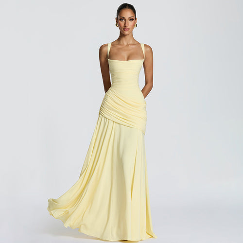 Damen Maxikleid mit innovativem Drapierungseffekt und elegantem Schnitt EB