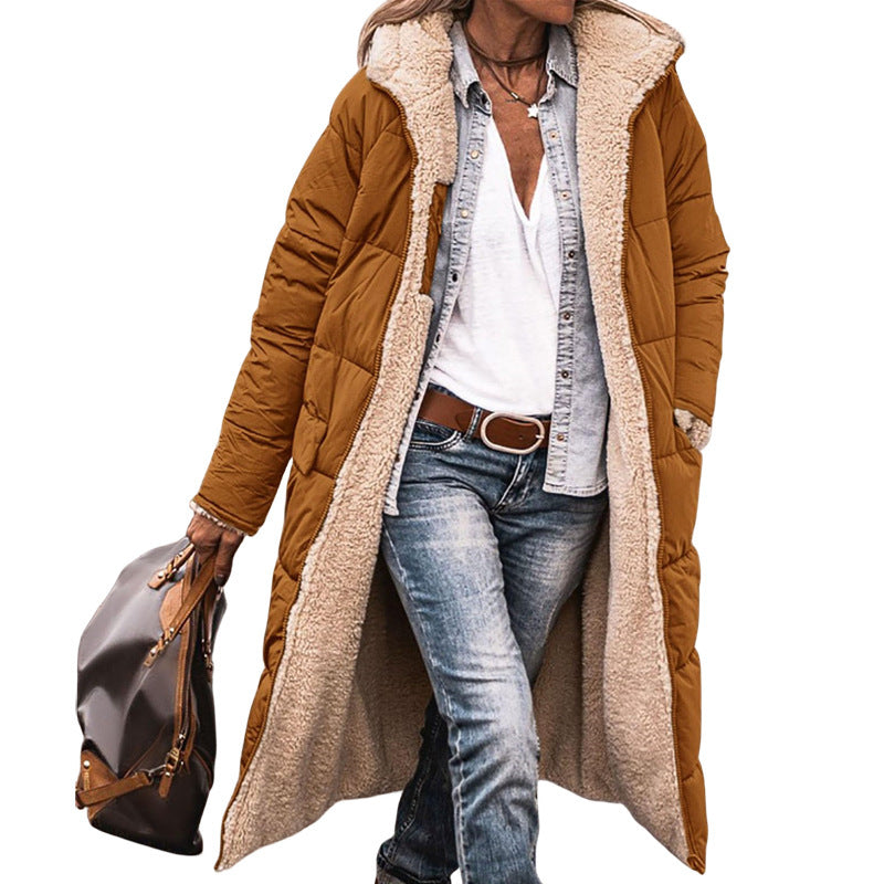 Damen gepolsterte Winterjacke mit Kapuze und kuscheligem Innenfutter EB