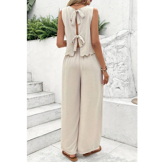 Damen Lässiger Jumpsuit mit elegantem Rückenausschnitt und weitem Bein EB