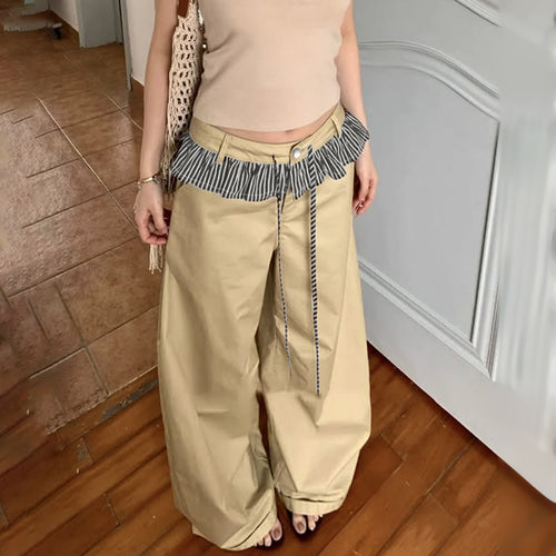 Damen Weite Freizeithose mit Rüschendetails und verstellbarem Bund EB
