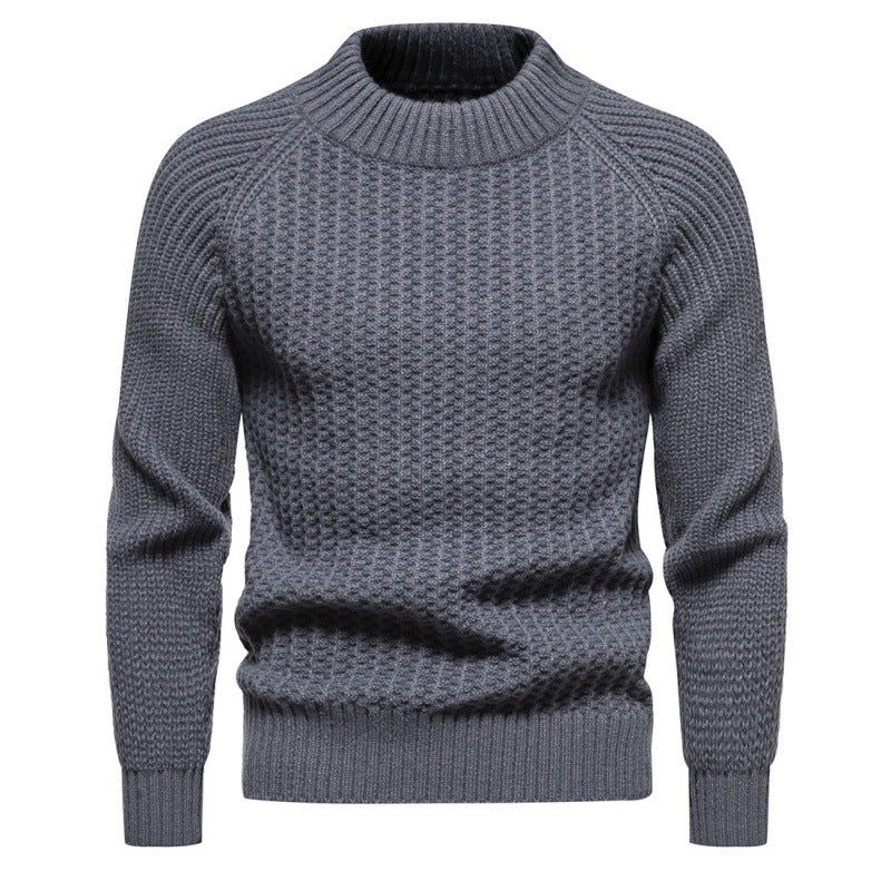 Herren Grobstrickpullover mit hohem Kragen und zeitlosem Design EB