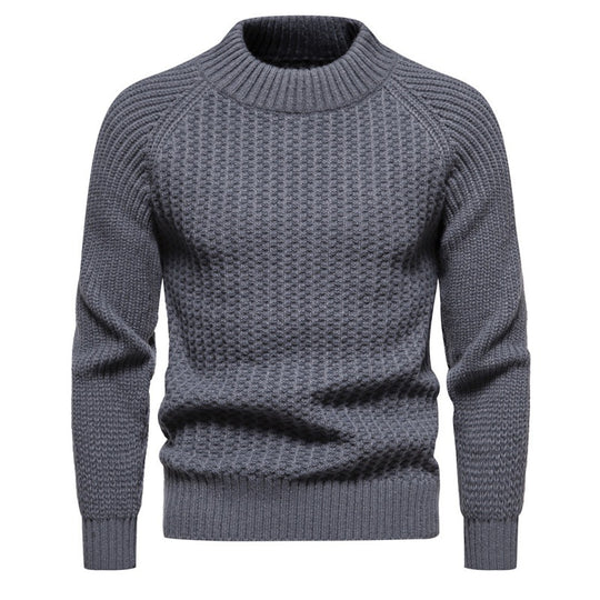Herren Grobstrickpullover mit hohem Kragen und zeitlosem Design EB