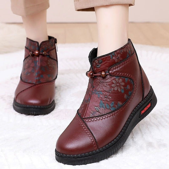 Damen Elegante Ankle Boots mit floralem Muster und komfortablem Schnürverschluss EB