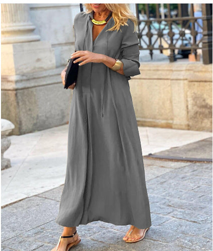 Damen Luftiges Maxikleid mit eleganter Knopfdetail EB