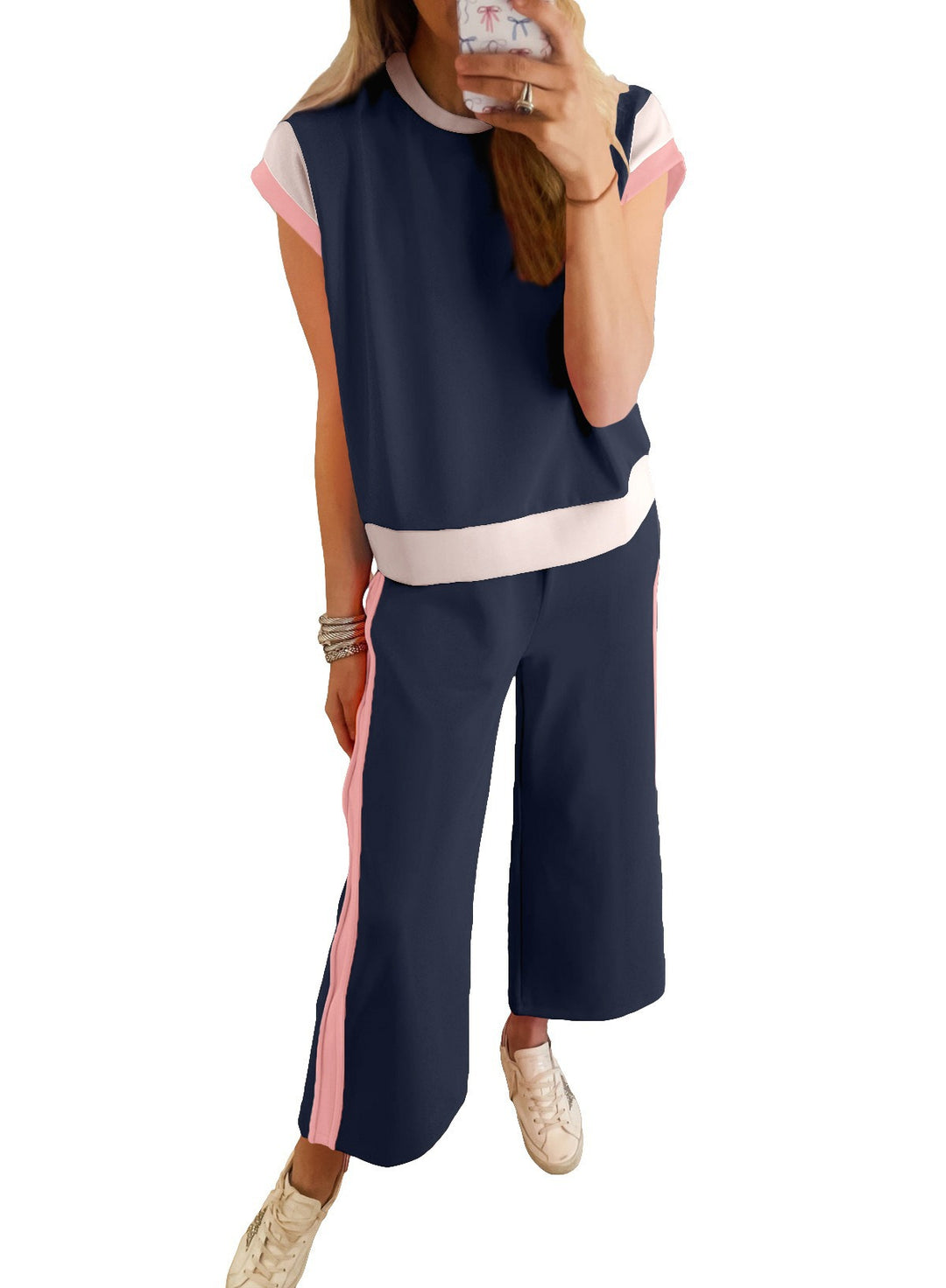 Damen Stylish Tracksuit mit modischen Farbkontrasten EB