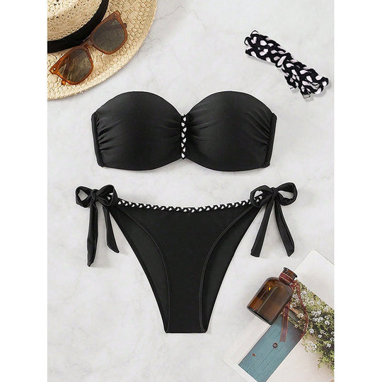 Damen Bandeau-Bikini mit verspieltem Schleifendetail EB