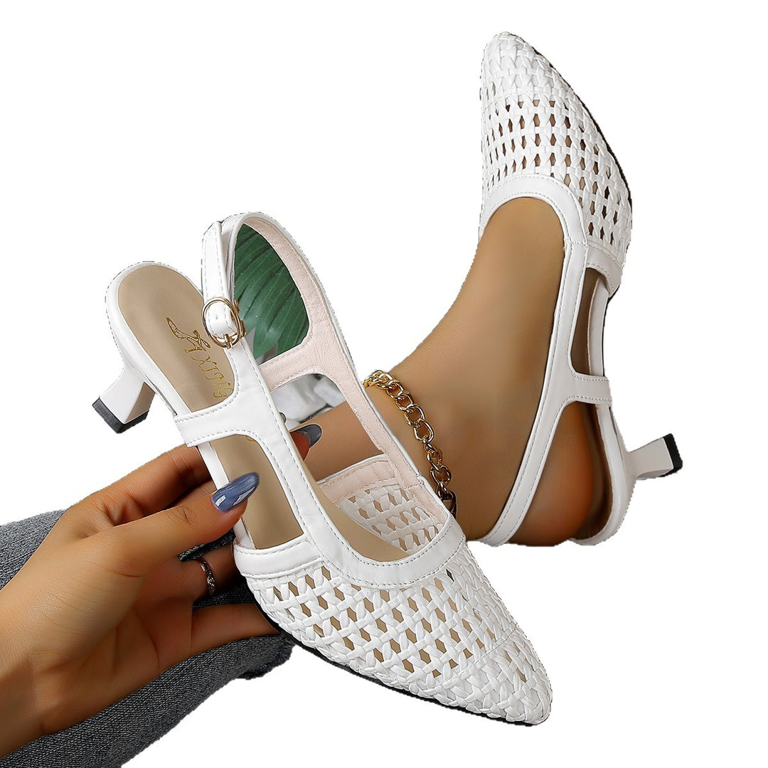 Damen Sling-Sandalen mit durchbrochenem Design und elegantem Blockabsatz EB