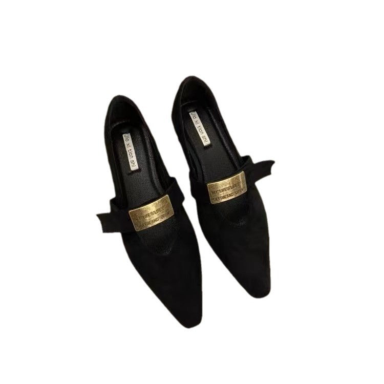 Damen elegante Ballerinas mit modischen Schnallen und hochwertigem Samt EB