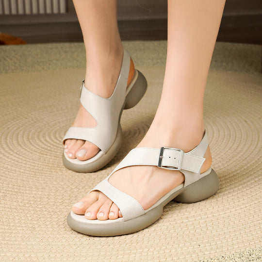 Damen Komfortable Riemchen-Sandalen mit verstellbarem Fesselriemen und stoßdämpfender Sohle EB
