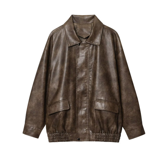 Damen elegante Kunstlederjacke EB