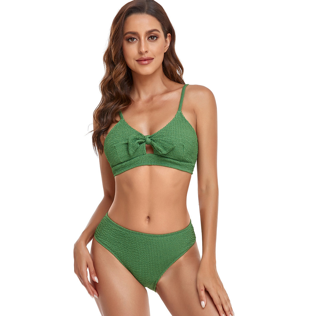 Damen Bikini-Set mit verspieltem Knoten und hoch geschnittenem Unterteil EB