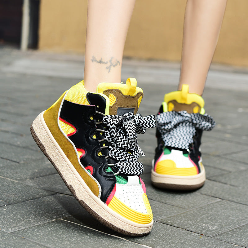 Damen Sportliche High-Top Sneakers mit innovativem Mehrfarbigem Schnürsystem EB