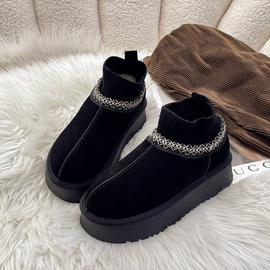 Damen modische Ankle Boots mit elastischem Kragen und rutschfester Sohle EB