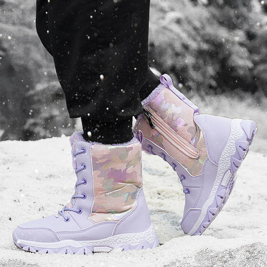 Damen Gefütterte Winterboots mit rutschfester Sohle und modischem Design EB