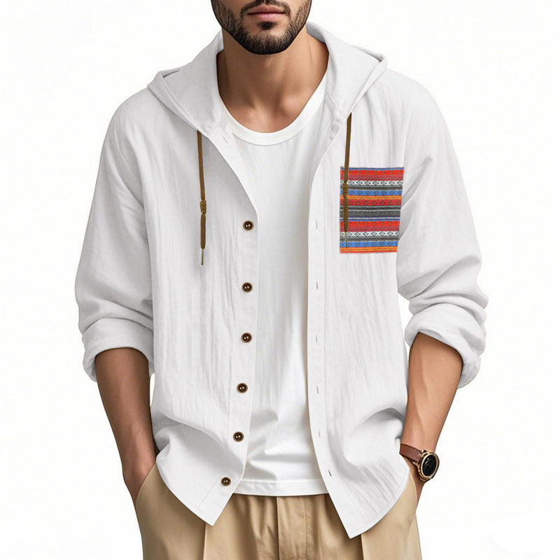 Herren Kapuzenshirt mit verspieltem Design und praktischer Knopfleiste EB