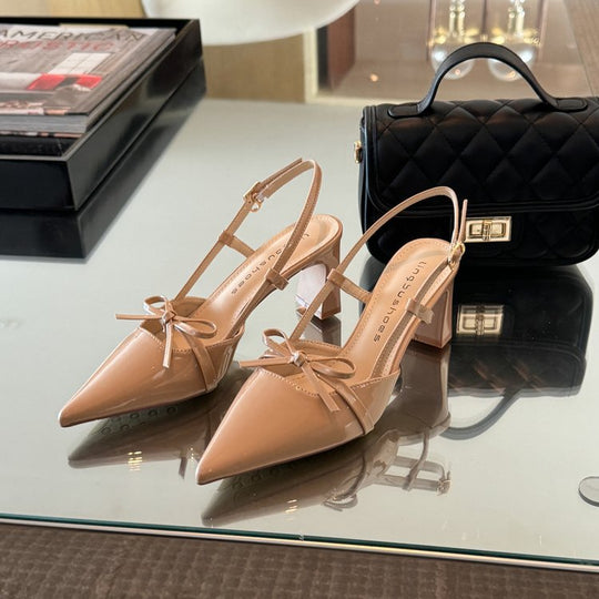 Damen elegante Slingback-Pumps mit modischem Schleifenakzent EB