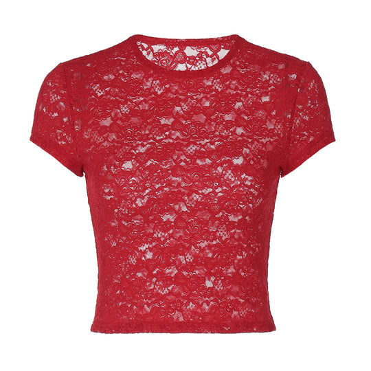 Damen Spitzen-Crop-Top EB
