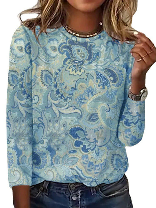 Damen Langärmeliges Oversize-Sweatshirt mit abstraktem Aquarell-Mosaikprint EB