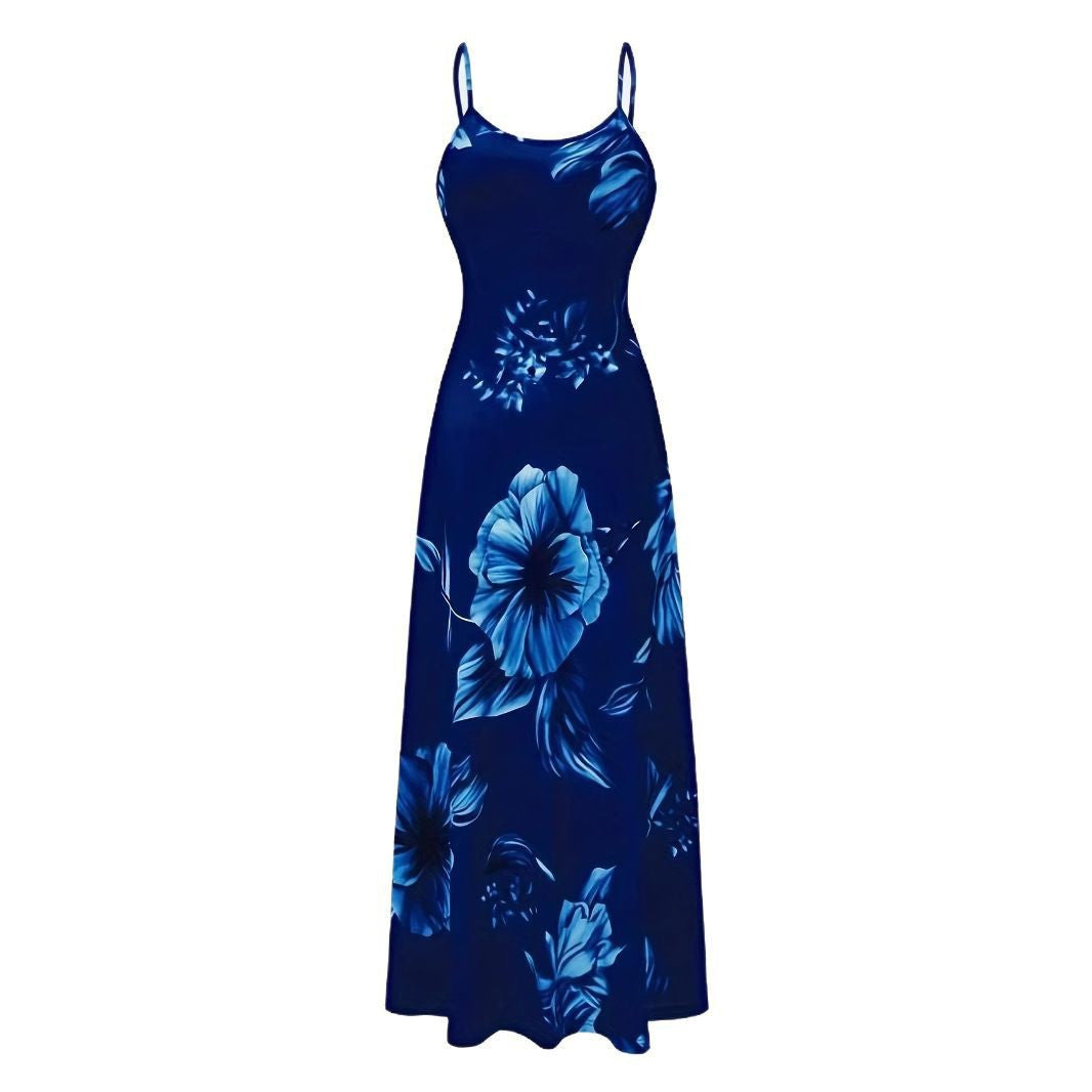 Damen Maxikleid mit floralem Muster und schmalen Trägern EB